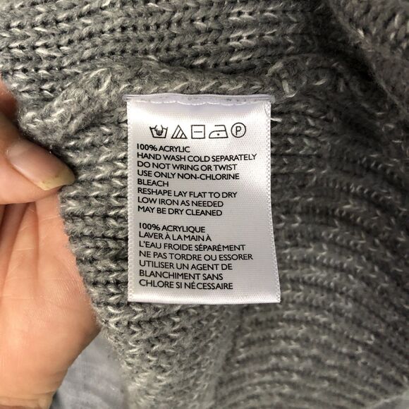 Urban Outfitter Open Front Cardigan Sweater Women M Grey Roll Neck Pocket Chunky - Picture 7 of 12